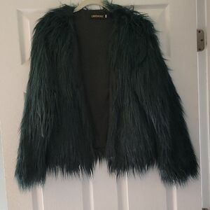 Lark & Ro Women's Dark Green Teddy Jacket